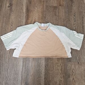 Adidas Crop Top Womens Size Medium Colorblock Cropped T-Shirt